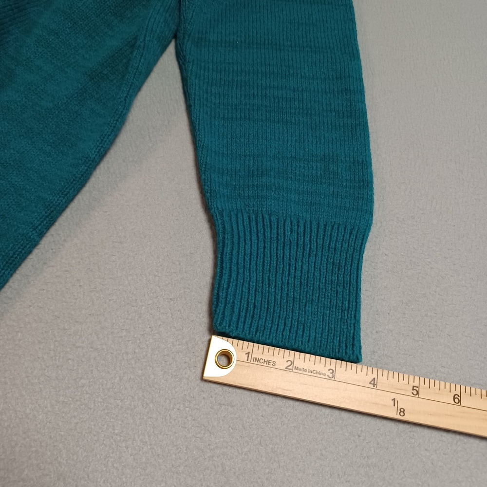 J. Jill Cardigan Womens M Oceanside Teal Open Front Woven Accent Back Sweater - Picture 8 of 15